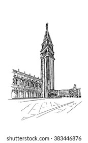 sketch of San Marco square in  Venice. Italy