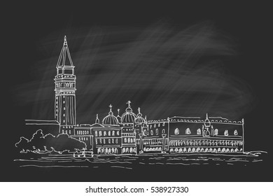 sketch of San Marco square in Venice. Italy