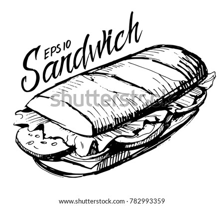 Sketch Sandwich Hand Drawn Illustration Converted Stock Vector Royalty 