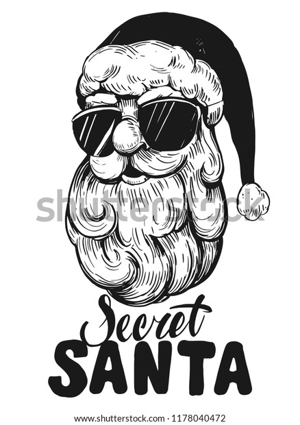 Sketch Santa Claus Face Secret Santa Stock Vector Royalty