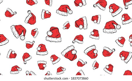 Sketch of Santa Hat Hand drawn illustration	
