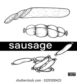 Sketch of sausage, hand drawing