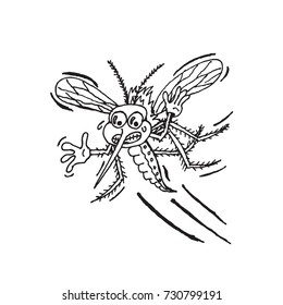 sketch of scared mosquito expression hand drawn