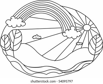 Sketch of a scene on white background