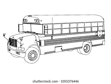 sketch of school bus vector