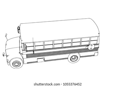 sketch of school bus vector