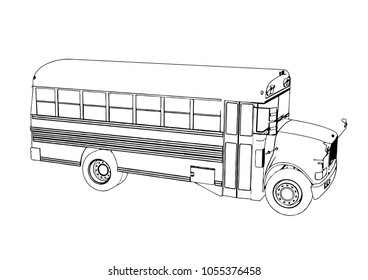 sketch of school bus vector