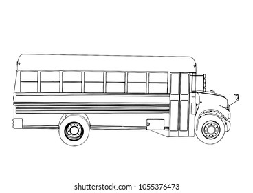 sketch of school bus vector