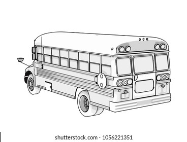 Sketch School Bus Vector Stock Vector (Royalty Free) 1056221351