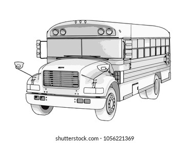 sketch of school bus vector
