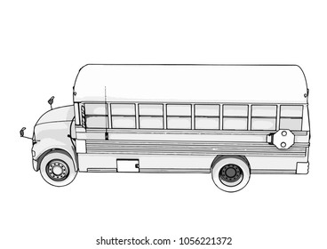 sketch of school bus vector
