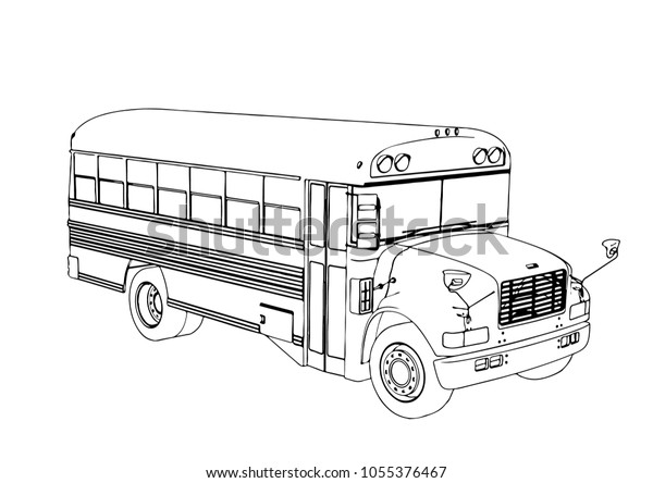 Sketch School Bus Vector Stock Vector Royalty Free 1055376467
