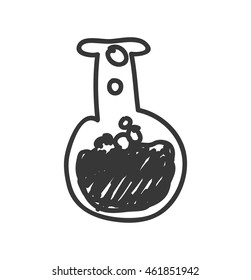Sketch and science concept represented by flask icon. Isolated and flat illustration
