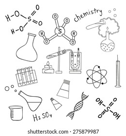 Sketch of science doddle elements. Vector illustration.