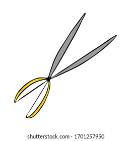 Sketch of scissors. Doodle isolated element on the white background. Vector illustration. 