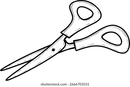 Sketch scissors on white background