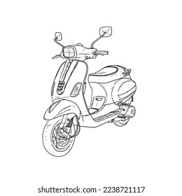 Sketch Scooter matic vintage on White Background vector modern illustration