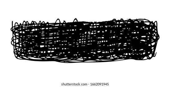 Sketch scribble smear. Black pencil drawing in the shape of a rectangle on white background. Great design for any purposes. Vector illustration.