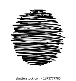 Sketch scribble smear. Black pencil drawing in the shape of a circle on white background. Great design for any purposes. Vector illustration.