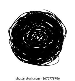 Sketch scribble smear. Black pencil drawing in the shape of a circle on white background. Great design for any purposes. Vector illustration.