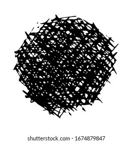 Sketch scribble smear. Black pencil drawing in the shape of a circle on white background. Great design for any purposes. Vector illustration.