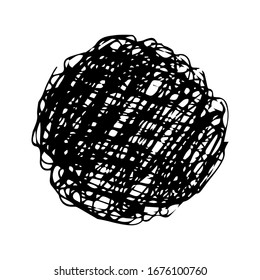 Sketch scribble smear. Black pencil drawing in the shape of a circle on white background. Great design for any purposes. Vector illustration.