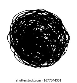 Sketch scribble smear. Black pencil drawing in the shape of a circle on white background. Great design for any purposes. Vector illustration.