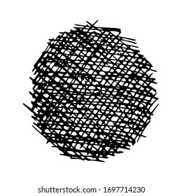 Sketch scribble smear. Black pencil drawing in the shape of a circle on white background. Great design for any purposes. Vector illustration.