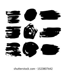 Sketch Scribble Smears. Set of nine Hand drawn Paint Scribble Stains. Vector illustration.