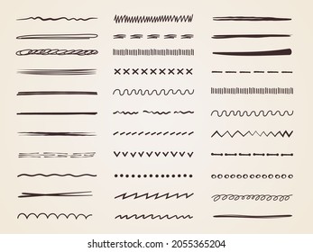 Sketch scribbles. Doodle pencil hand drawn lines chalk curves stylized dividers recent vector sketch illustrations