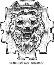 Sketch of sculptural decoration on the wall of an old building