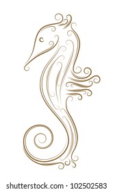 Sketch of sea horse golden brush