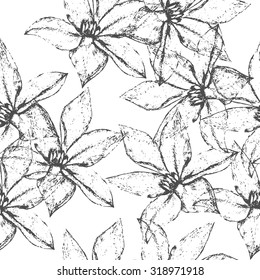 Sketch seamless pattern with flowers.