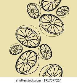 sketch seamless pattern with orange slices