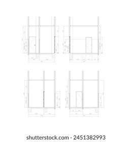 Sketch of a section of the bathroom with room dimensions