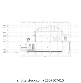 sketch of a section of a building or residence