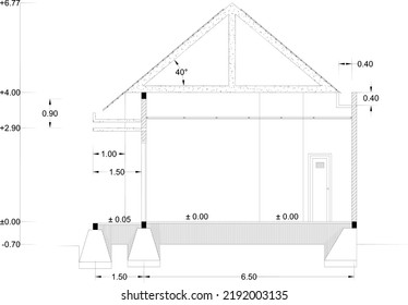 sketch section of the building to see the construction of the stone foundation and reinforced concrete roof