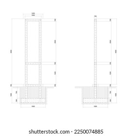 sketch section of the gate or main gate to see the reinforced concrete construction