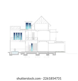 sketch of a section of a luxurious and classic residence