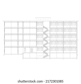 sketch section of a multi-storey building for apartments, offices and others