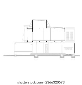 Sketch a section of a residential house to see the construction from foundation to roof