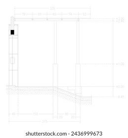 Sketch of a section of a room with stairs