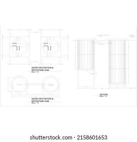 sketch of a septic tank and infiltration well made of concrete