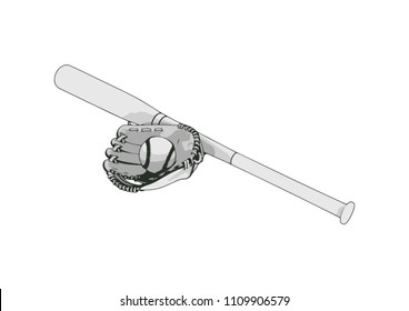 sketch set for baseball vector