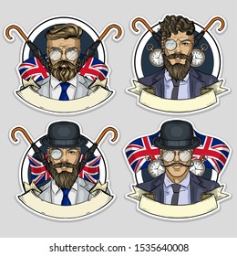 Sketch set of british men