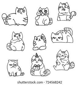 Sketch Set Cats Stock Vector (royalty Free) 724568242 