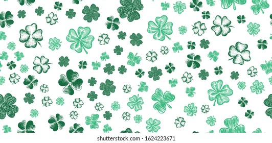 Sketch set clover. St. Patrick's Day. Hand drawn illustration.	