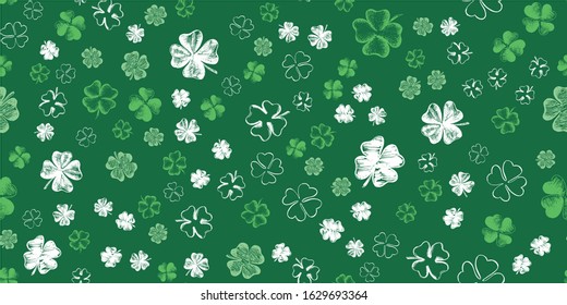 Sketch set clover. St. Patrick's Day. Hand drawn illustration.