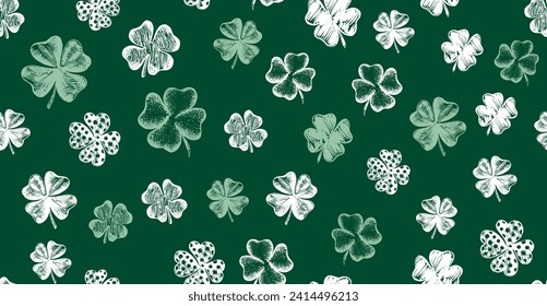 Sketch set clover. St. Patrick's Day. Hand drawn illustration.	

