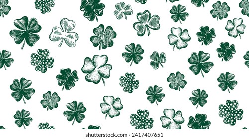 Sketch set clover. St. Patrick's Day. Hand drawn illustration.